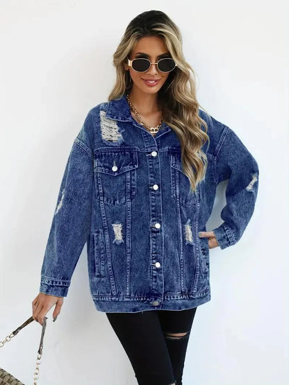 Elodie Oversized Denim Jacket | Women’s Waterproof Lined Jean Coat