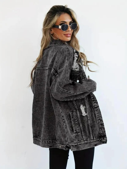 Elodie Oversized Denim Jacket | Women’s Waterproof Lined Jean Coat