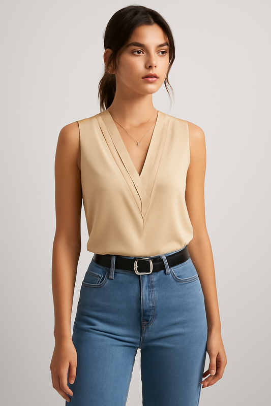 Mariette Sleeveless Blouse | Elegant Women’s V-Neck Top for Summer
