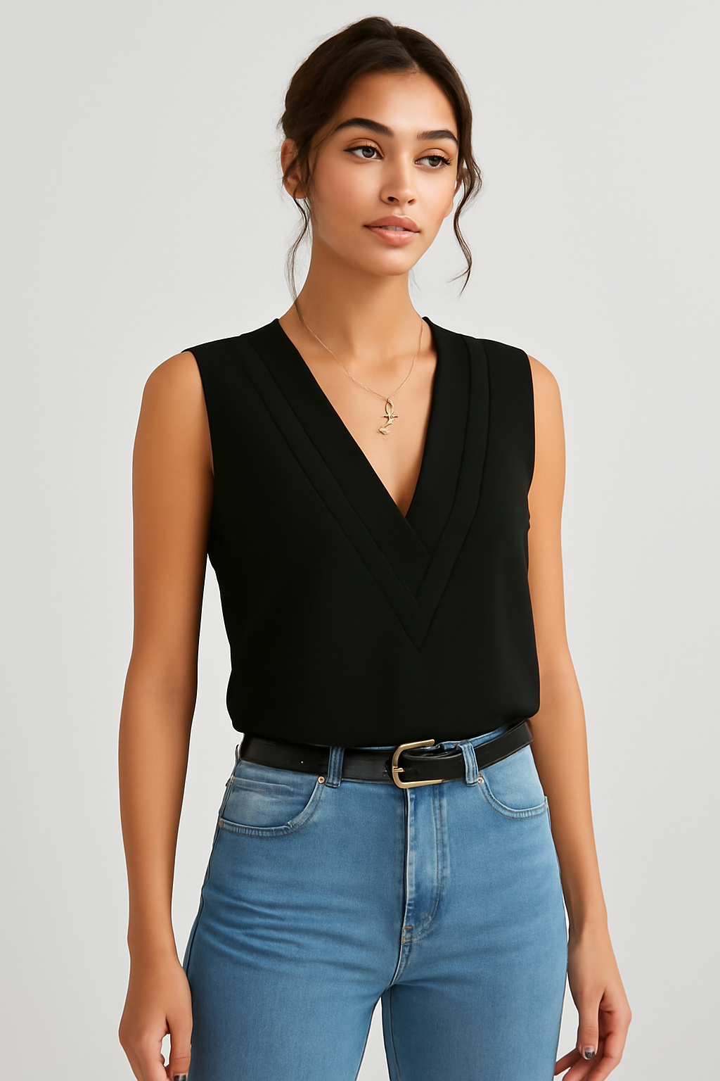 Mariette Sleeveless Blouse | Elegant Women’s V-Neck Top for Summer