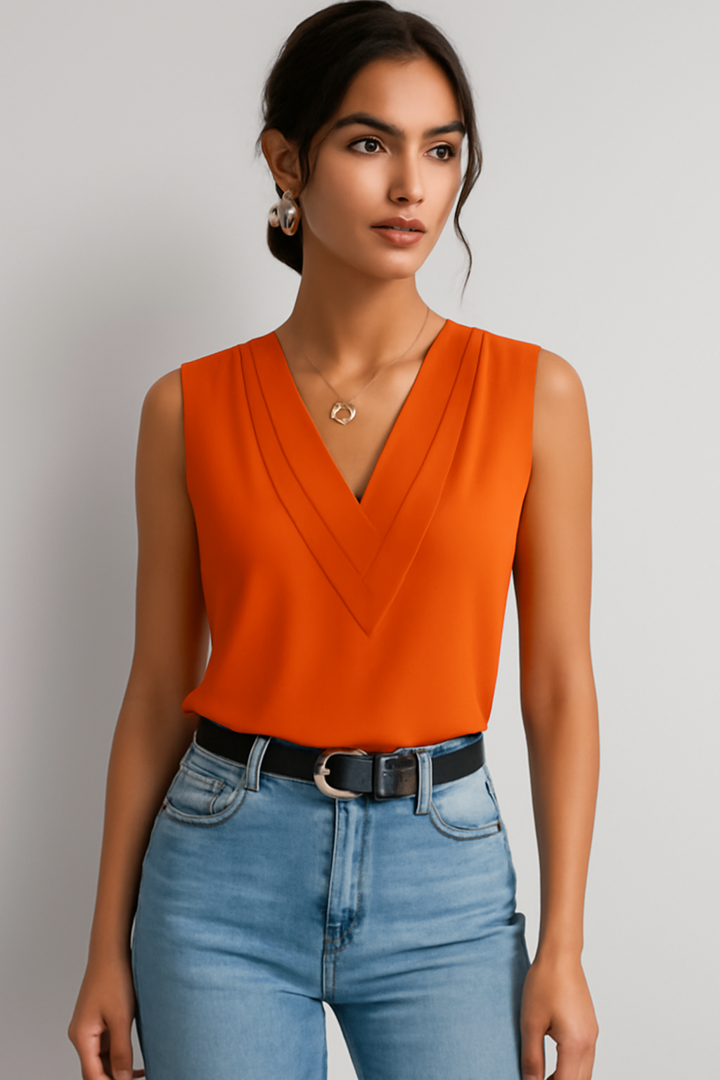 Mariette Sleeveless Blouse | Elegant Women’s V-Neck Top for Summer