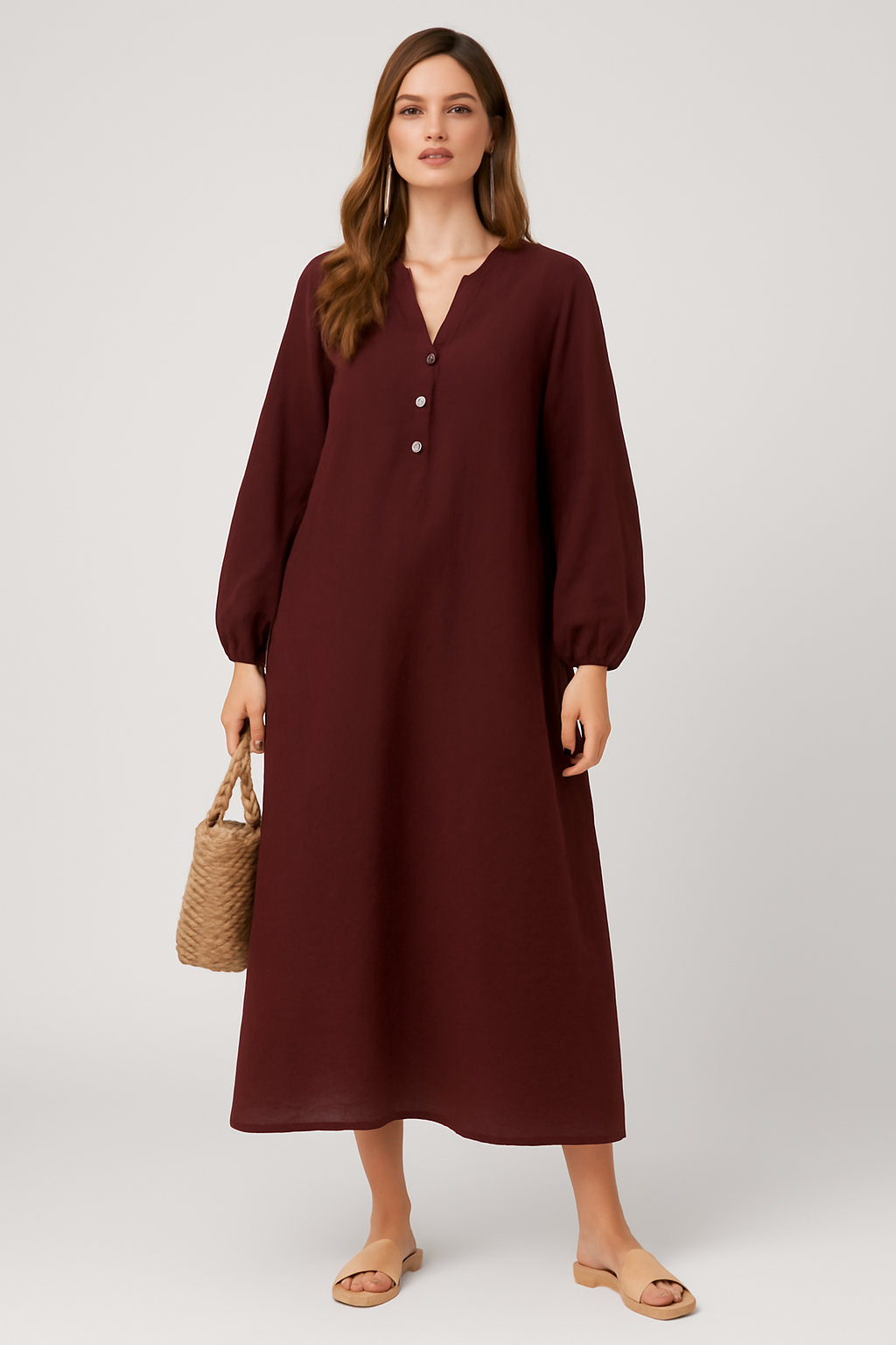 Emilienne Summer Dress | Women’s Cotton V-Neck Slim Fit for Any Occasion