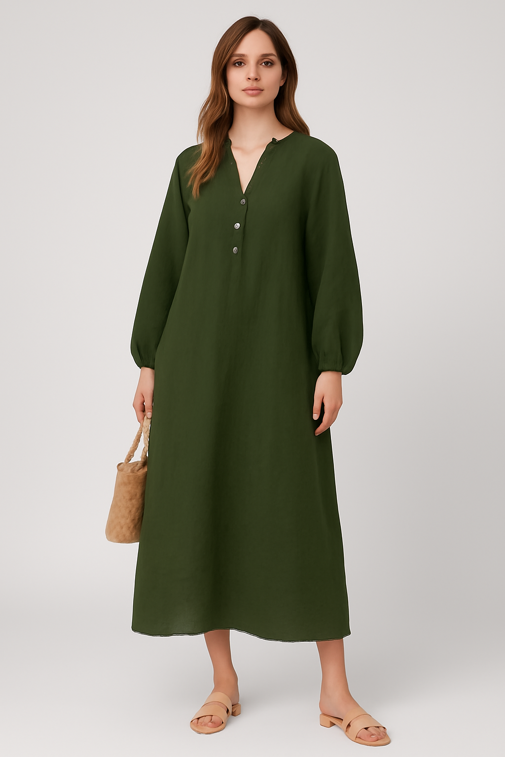 Emilienne Summer Dress | Women’s Cotton V-Neck Slim Fit for Any Occasion