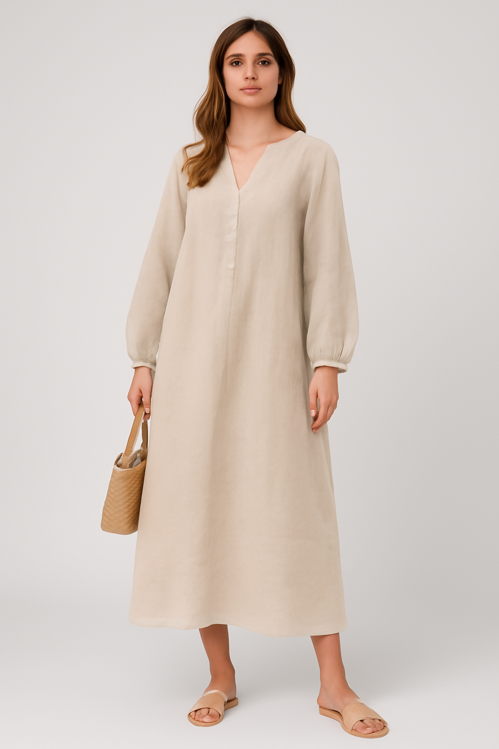 Emilienne Summer Dress | Women’s Cotton V-Neck Slim Fit for Any Occasion