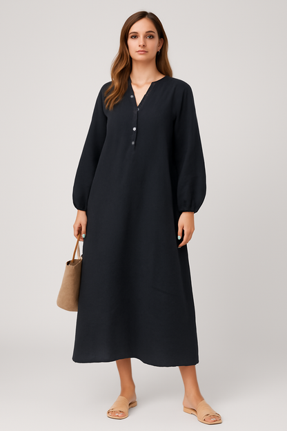 Emilienne Summer Dress | Women’s Cotton V-Neck Slim Fit for Any Occasion