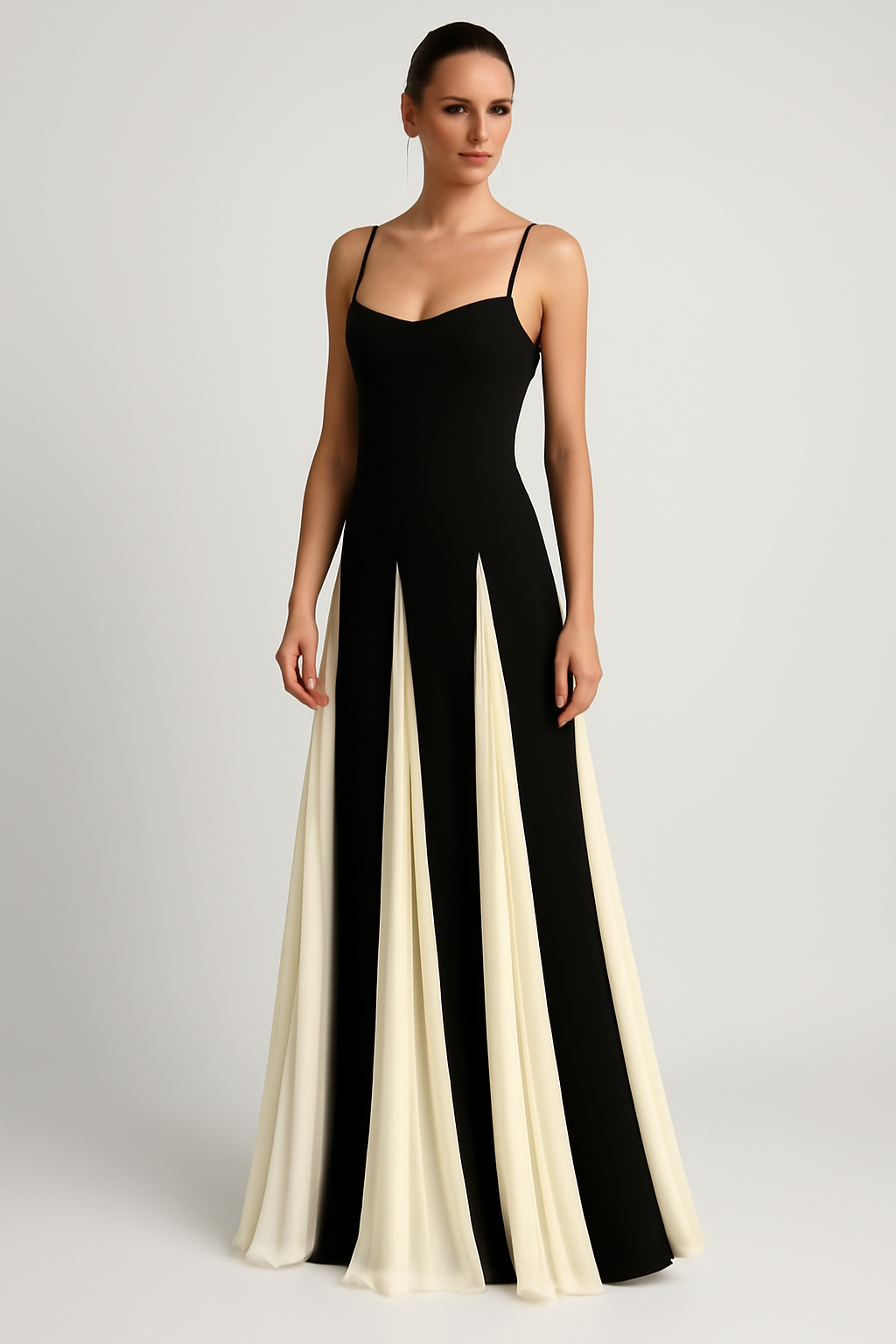 Camille A-Line Maxi Dress | Elegant Women’s Gown with Contrast Details