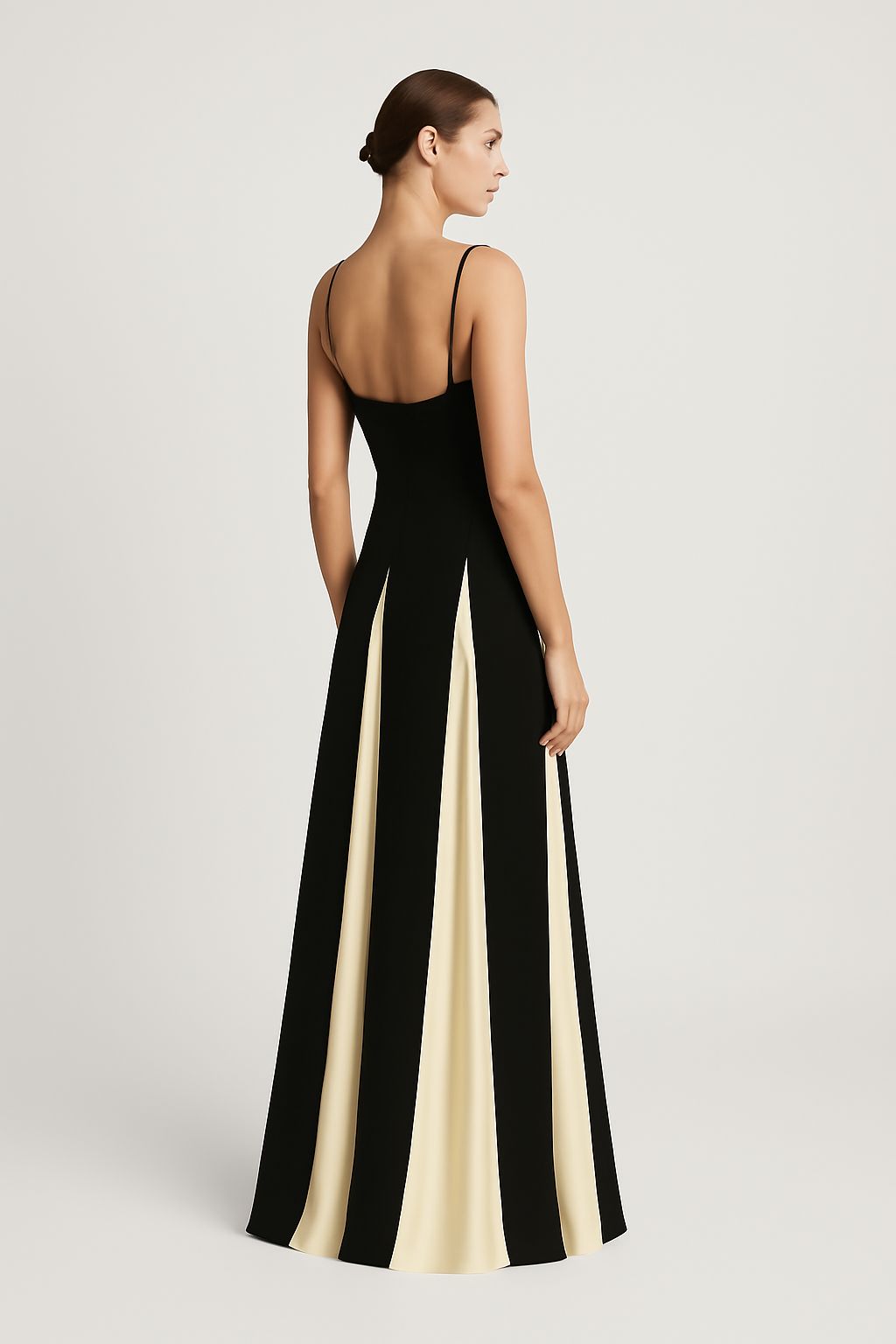 Camille A-Line Maxi Dress | Elegant Women’s Gown with Contrast Details