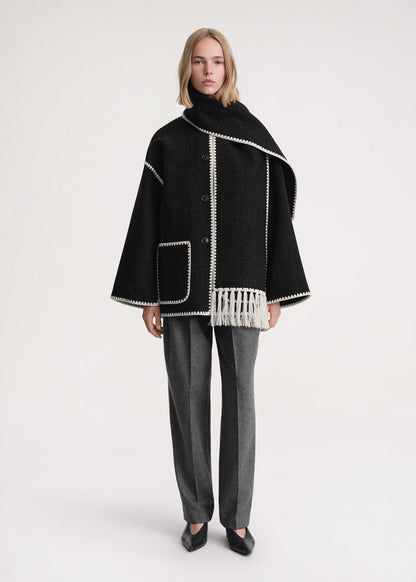 Sylvie Scarf Coat | Elegant Women’s Winter Jacket with Integrated Shawl