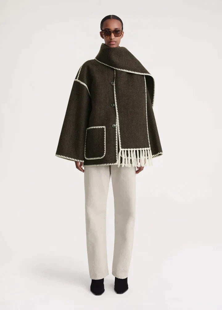 Sylvie Scarf Coat | Elegant Women’s Winter Jacket with Integrated Shawl