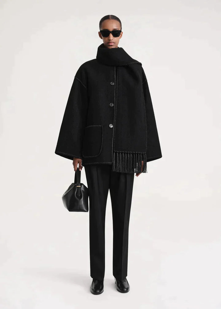Sylvie Scarf Coat | Elegant Women’s Winter Jacket with Integrated Shawl
