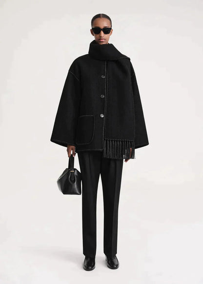 Sylvie Scarf Coat | Elegant Women’s Winter Jacket with Integrated Shawl