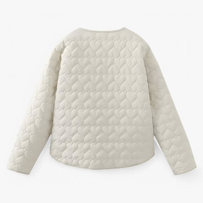 Amelie Quilted Heart Jacket | Women’s Elegant Padded Coat for Autumn & Winter