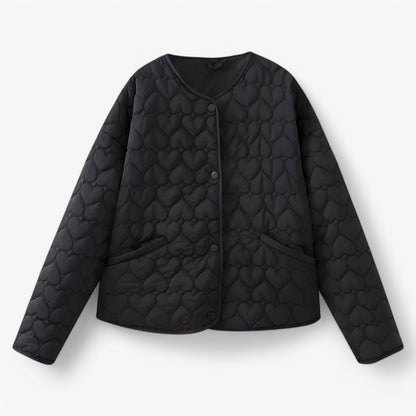Amelie Quilted Heart Jacket | Women’s Elegant Padded Coat for Autumn & Winter