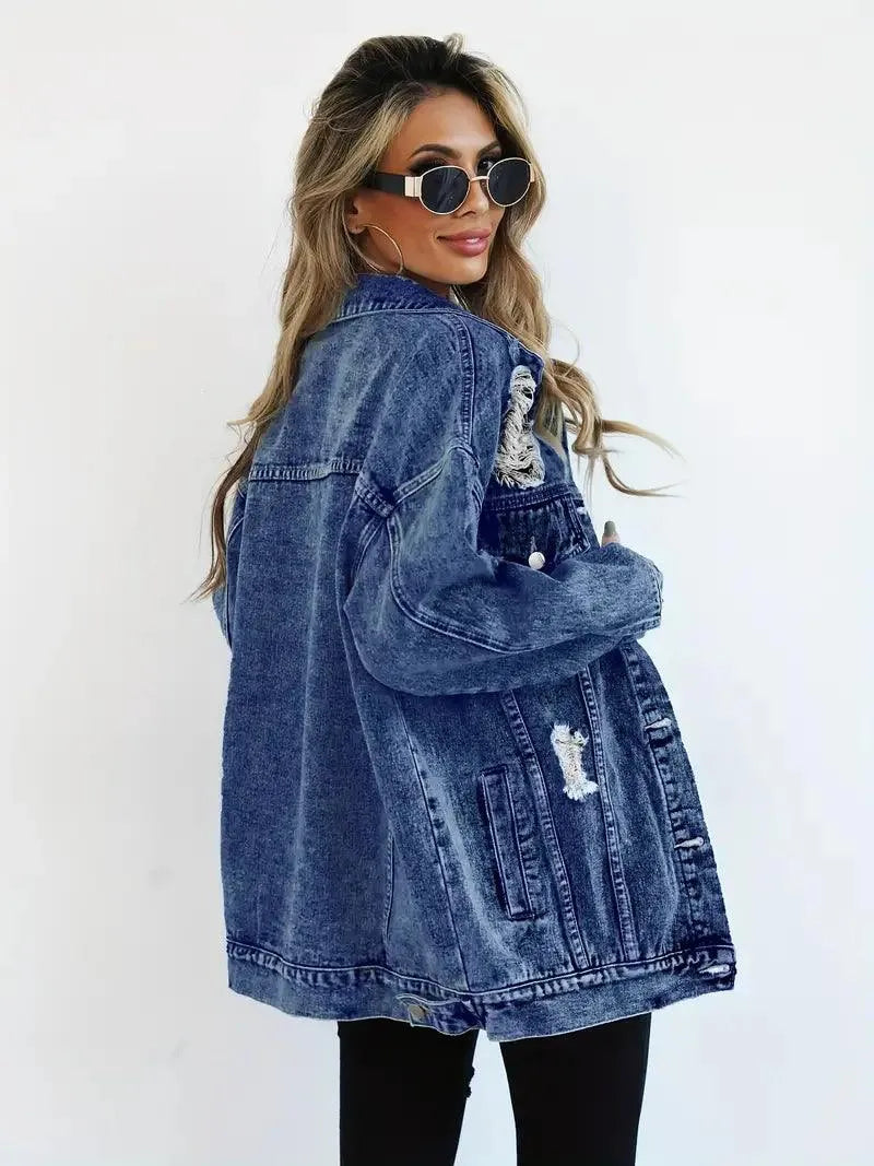 Elodie Oversized Denim Jacket | Women’s Waterproof Lined Jean Coat