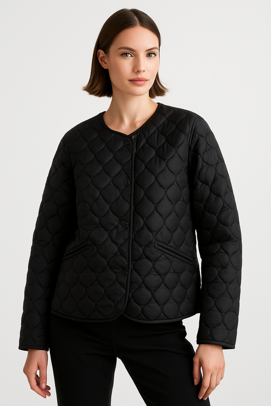 Amelie Quilted Heart Jacket | Women’s Elegant Padded Coat for Autumn & Winter