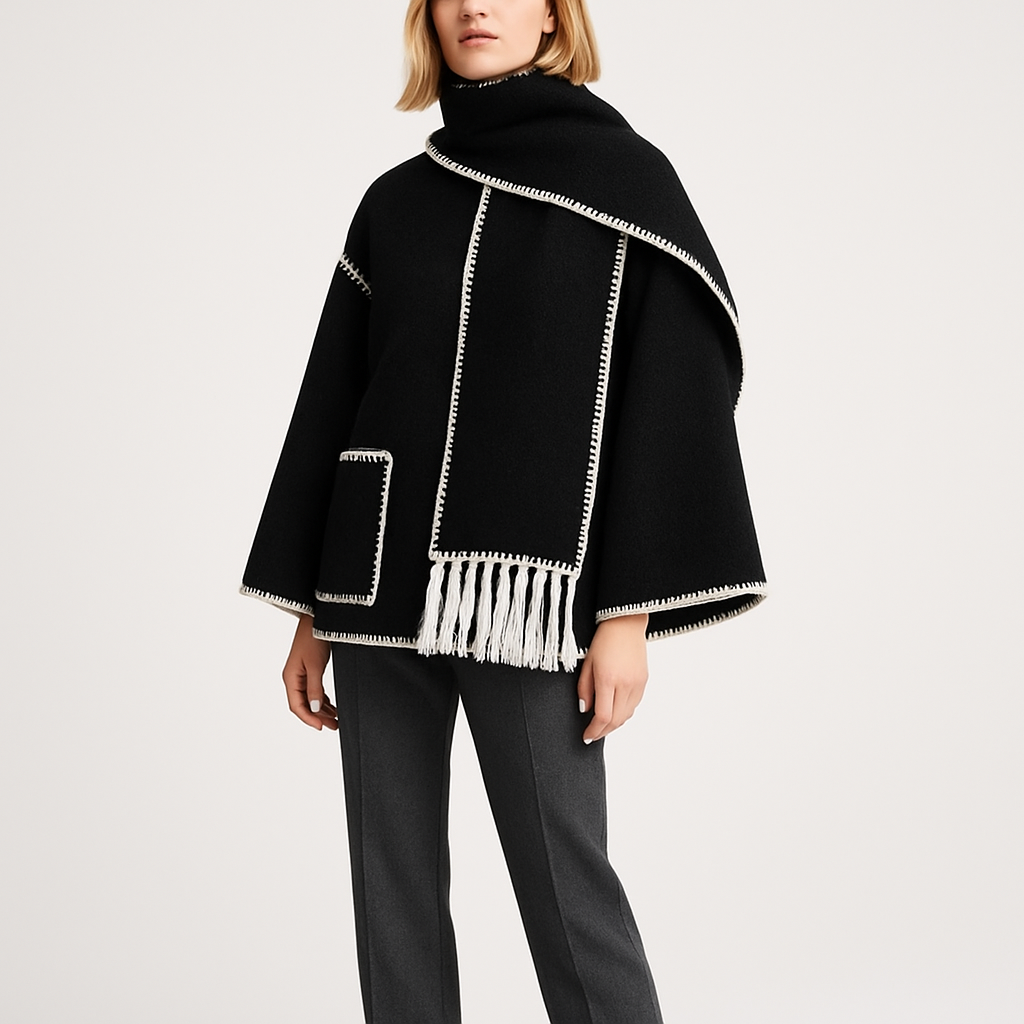 Sylvie Scarf Coat | Elegant Women’s Winter Jacket with Integrated Shawl