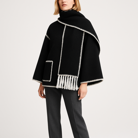 Sylvie Scarf Coat | Elegant Women’s Winter Jacket with Integrated Shawl