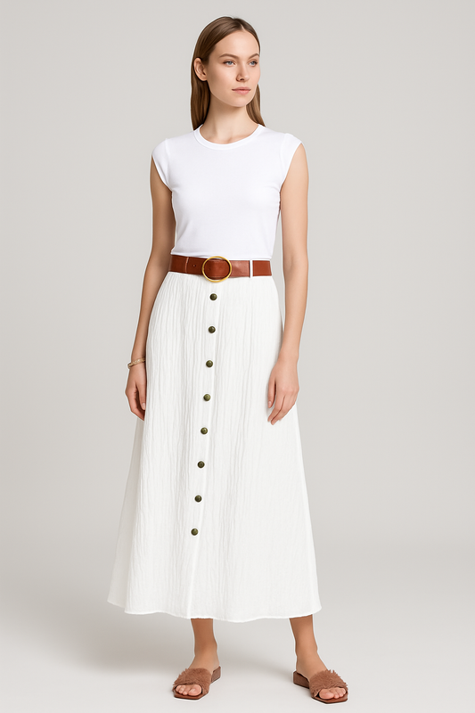 Eliane Maxi Skirt | Elegant Women’s Monochrome Long Skirt for All Seasons