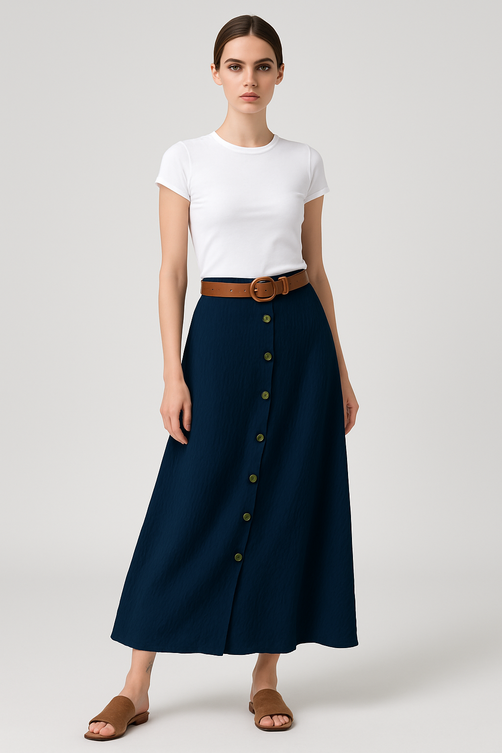 Eliane Maxi Skirt | Elegant Women’s Monochrome Long Skirt for All Seasons