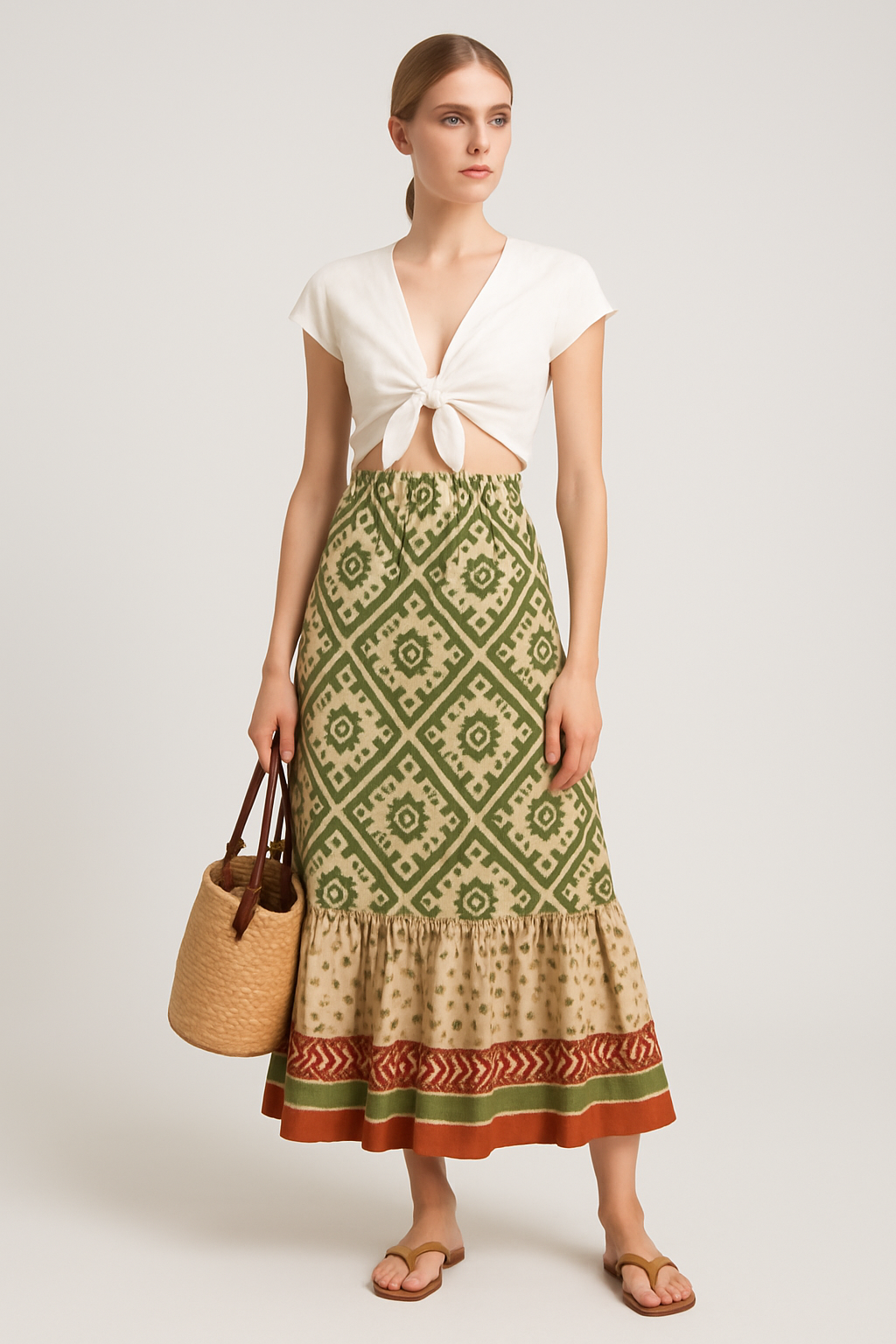 Amara Boho Maxi Skirt | Flowing Pleated Long Skirt with High Waist
